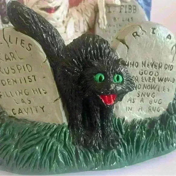 RARE MONSTERS CHALK STATUE FRANKENSTEIN DRACULA WOLFMAN MUMMY & BLACK CAT WORKS! - Picture 9 of 15